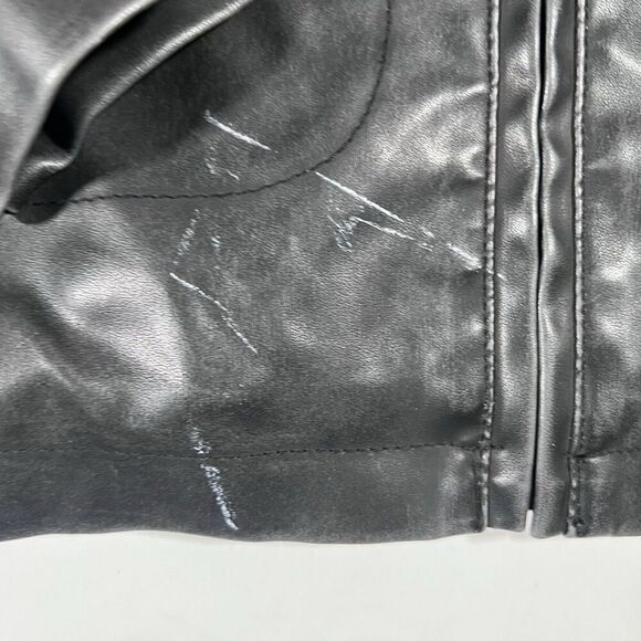 Whispering Smith Faux Leather Hooded Bomber  Jacket Distressed Men's Size M - Picture 2 of 13